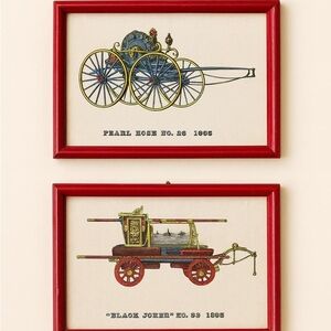 Vintage Fire Engine Prints (Framed Set of 2)